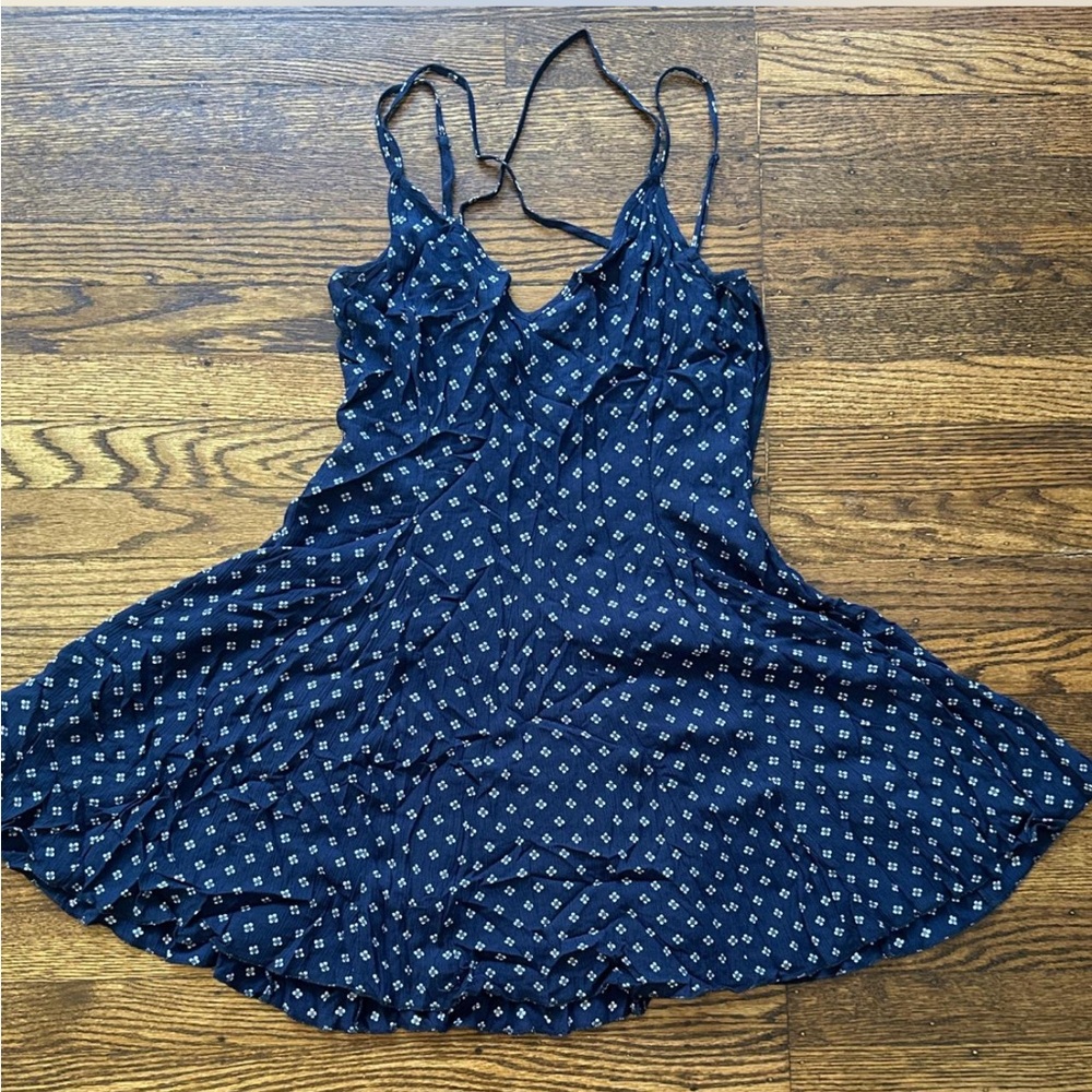 Navy Blue Spaghetti Strap Mini Dress